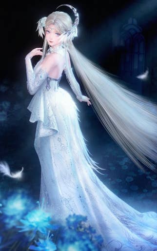 Nikki wearing the Silvergale's Aria outfit in Infinity Nikki.