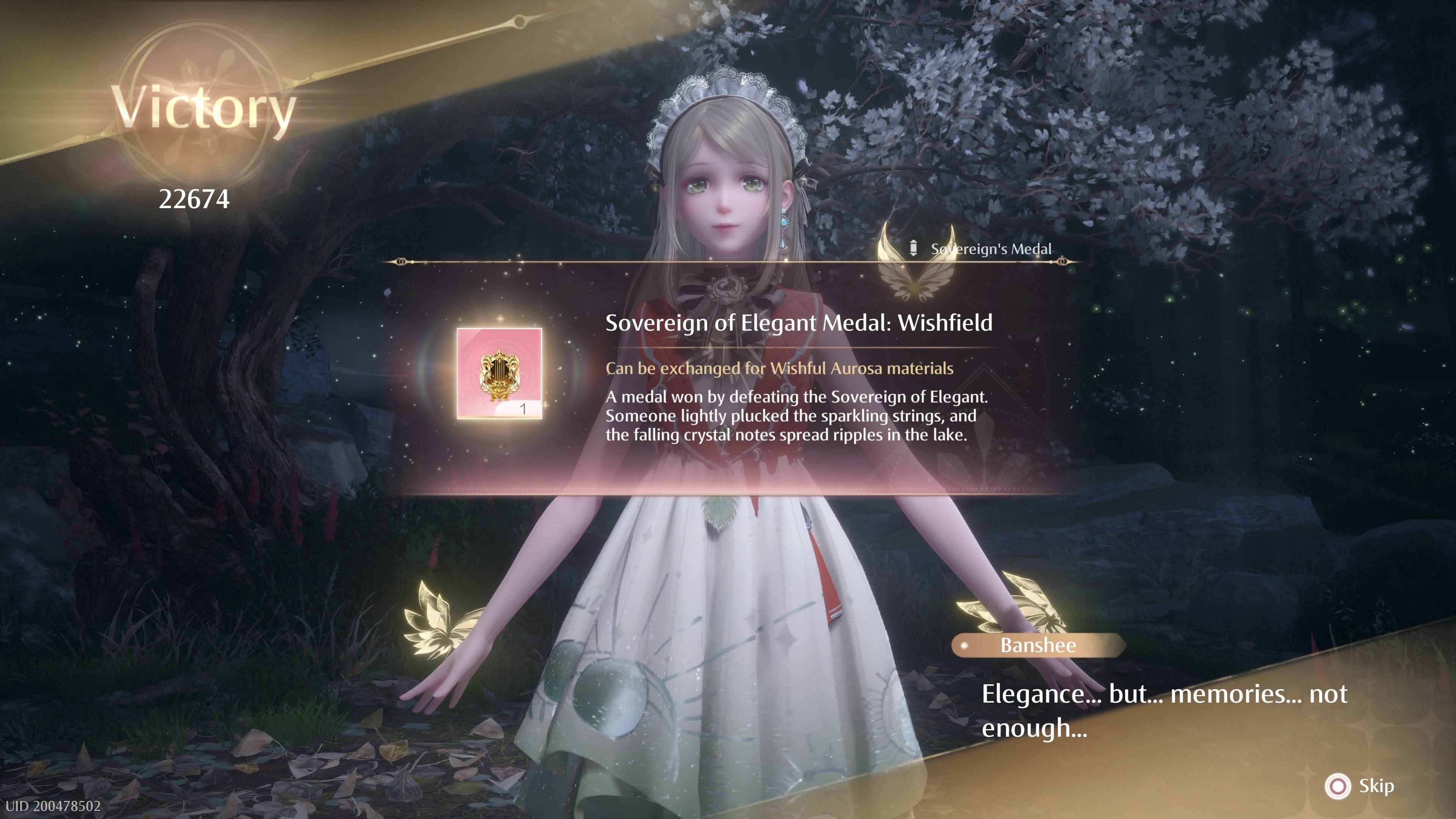 Sovereign of Elegant Medal: Wishfield desciption in Infinity Nikki.