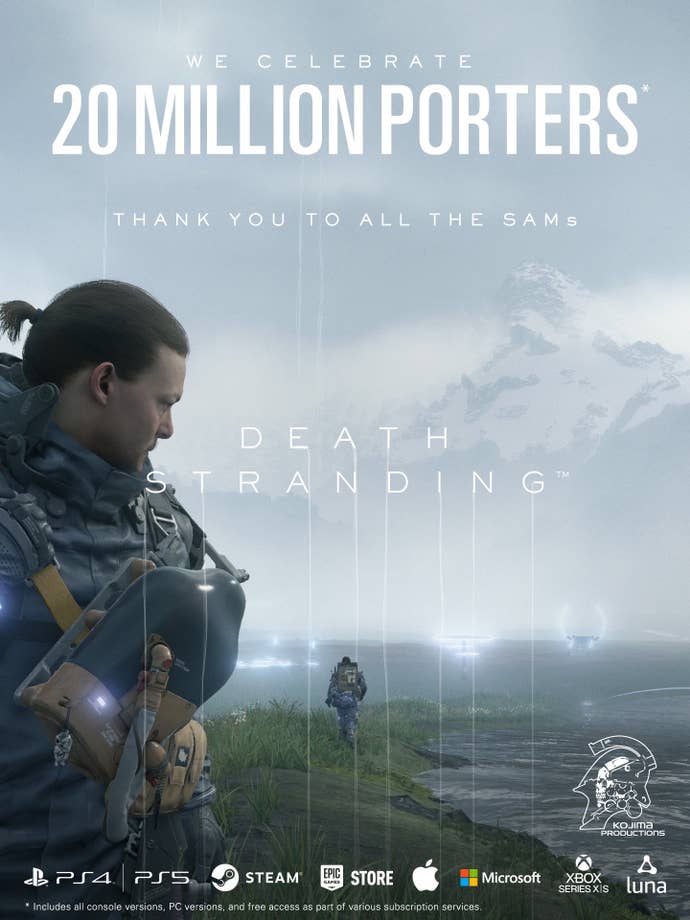 Infographic celebrating 20m Death Stranding players