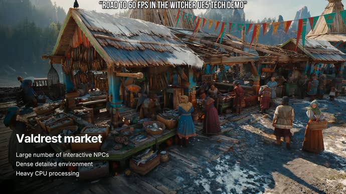 Road to 60fps in The Witcher UE5 tech demo presentation still - valdrest market
