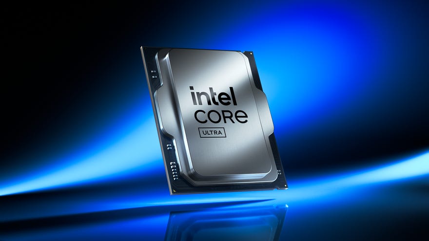A CG render of an Intel Core Ultra 200S processor.