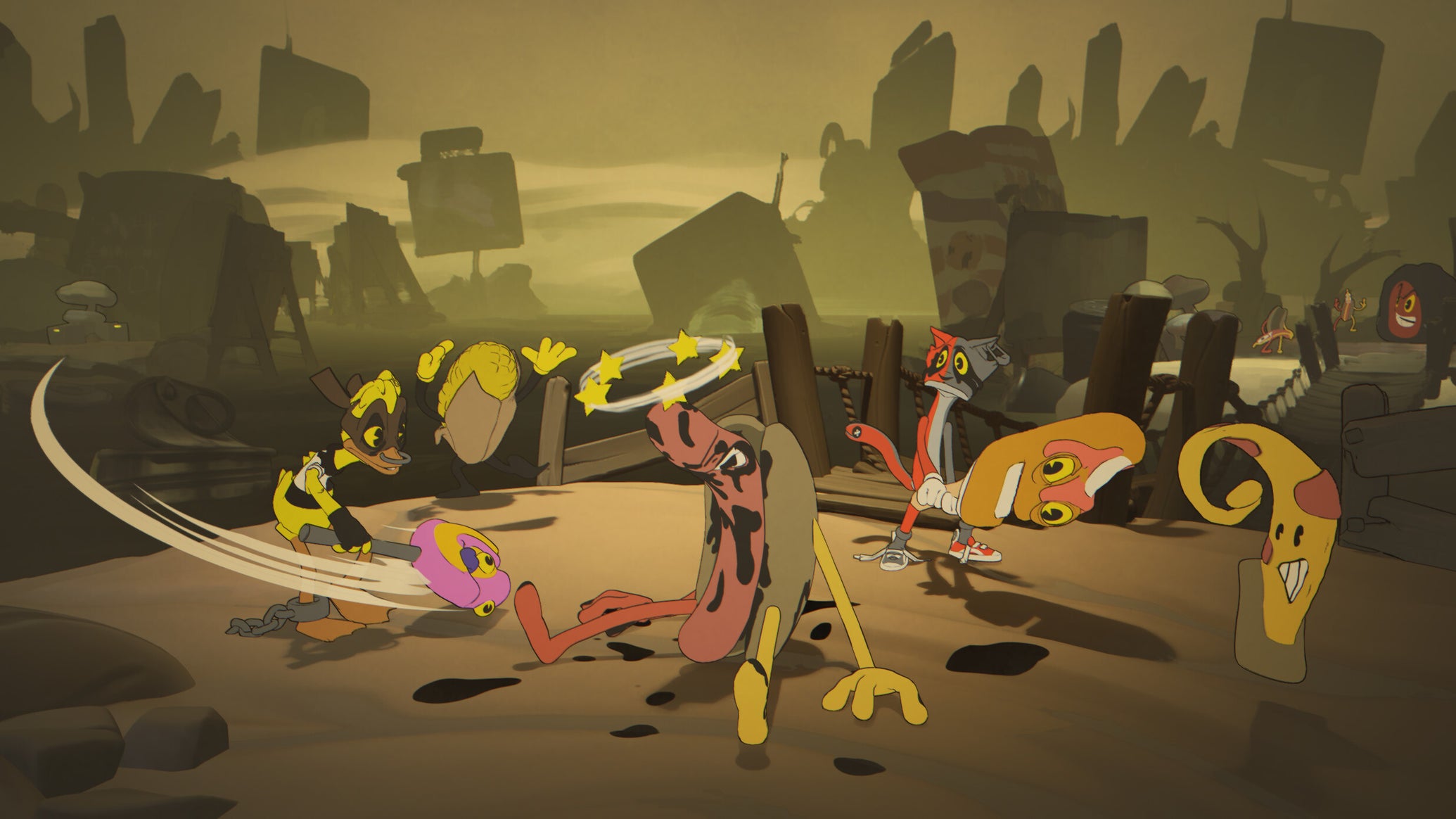 Beating up a hot dog enemy in Into the Unwell. - 1