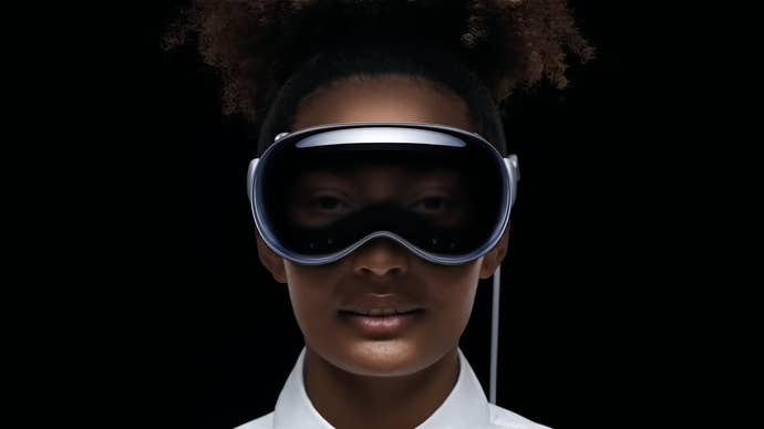Woman wearing Apple Vision Pro