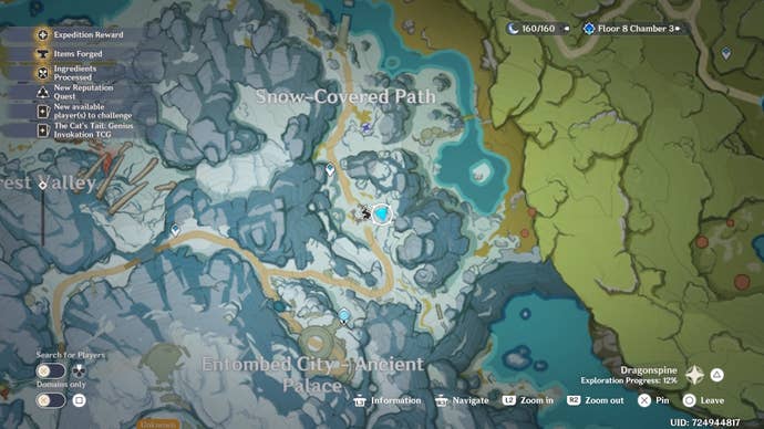 map view of a scarlet quartz location near the frostbearing tree on dragonspire mountain