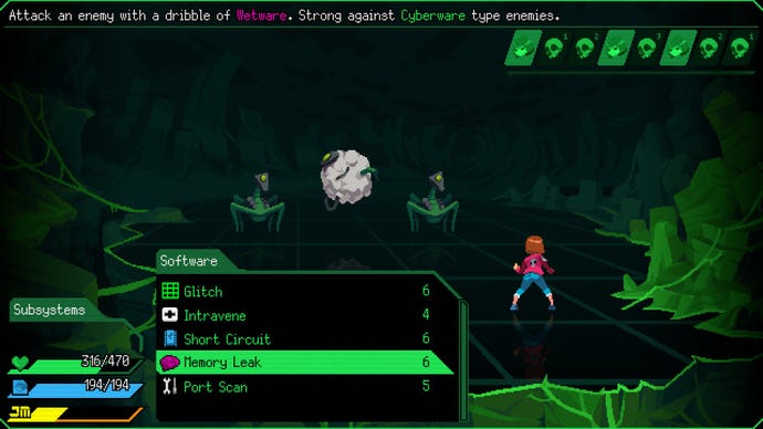 A young girl battles three strange creatures in a green virtual reality environment in Jack Move.