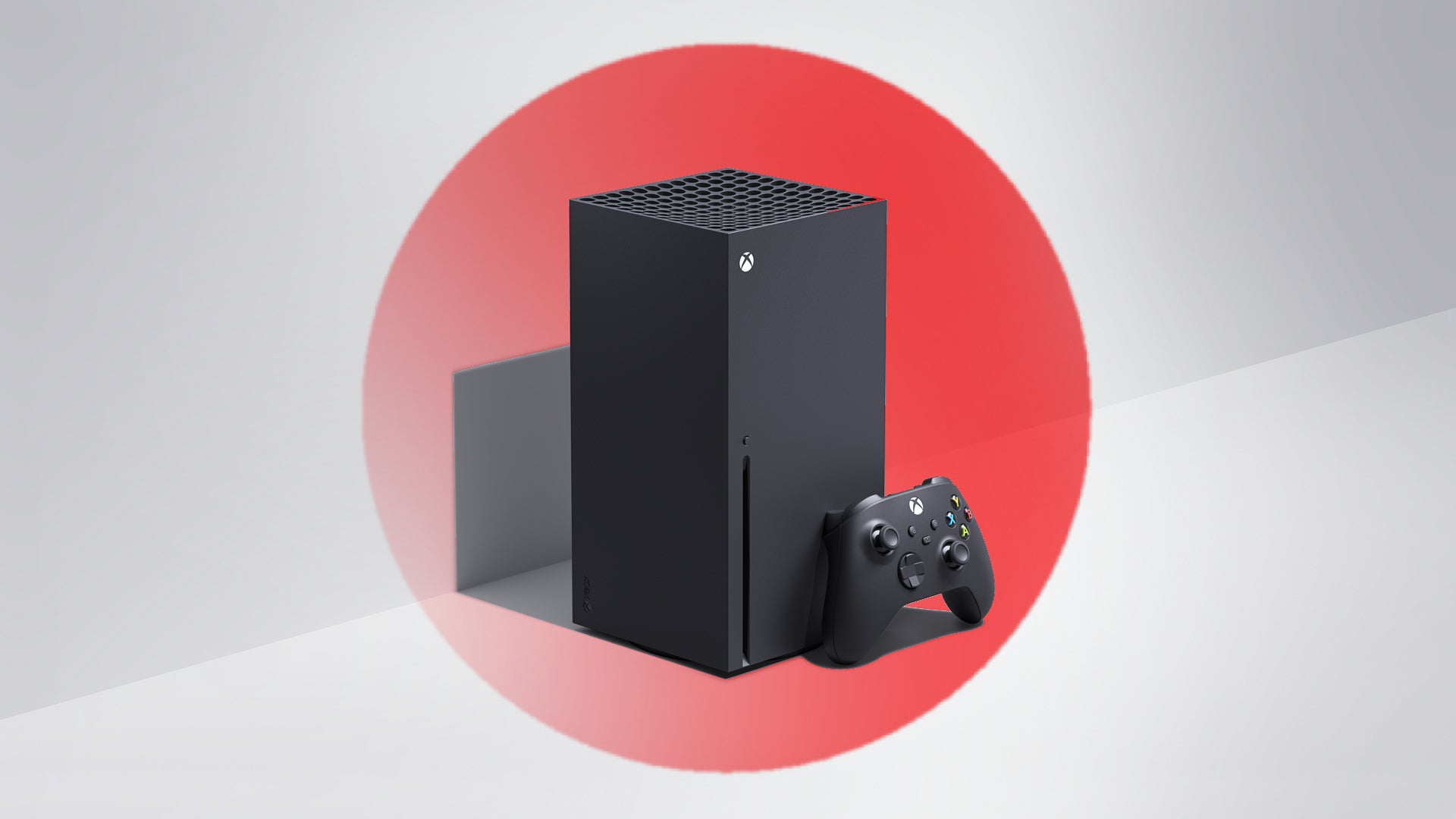 An Xbox Series X sits in the middle of a faded Japanese flag. - 1