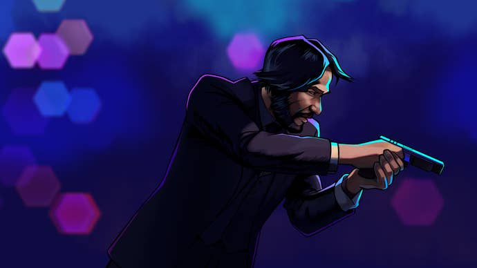 John Wick aiming a pistol successful John Wick Hex, a tactics crippled adaptation of the movies from Bithell Games.