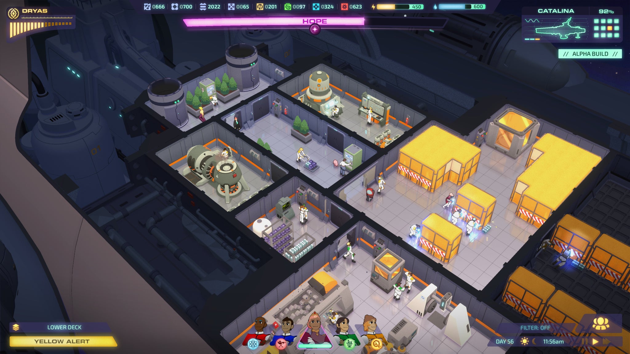 A cross-section of several different rooms inside a space ship in Jumplight Odyssey - 36