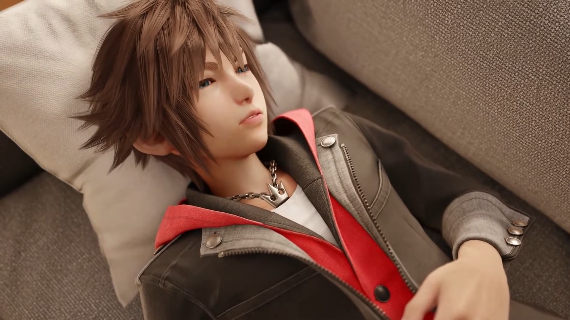 Sora from Kingdom Hearts 4 anniversary trailer waking up from sleep