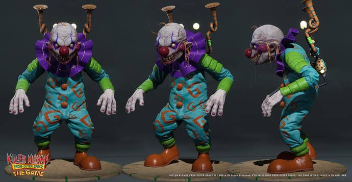 Concept art for a freaky looking clown from Killer Klowns From Outer Space The Game