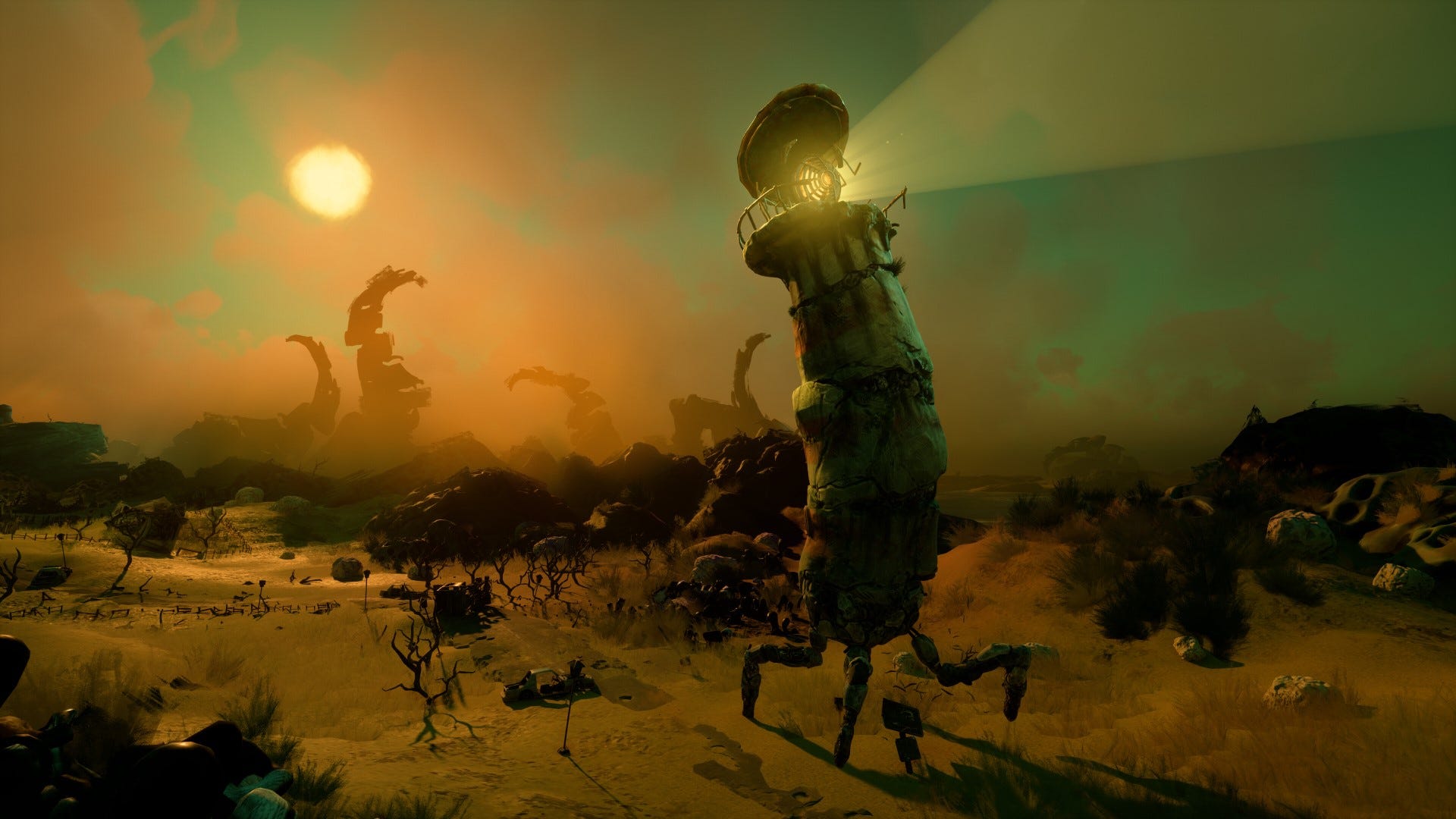 The legged lighthouse of Keeper walks crossed an eerie godforsaken landscape.