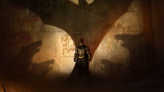 Batman: Arkham Shadow artwork showing Batman stood against graffitied wall with bat and rat shadows