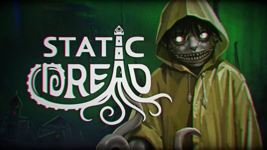 A guy with a horrible face and grin and tentacles wearing a yellow raincoat in Static Dread