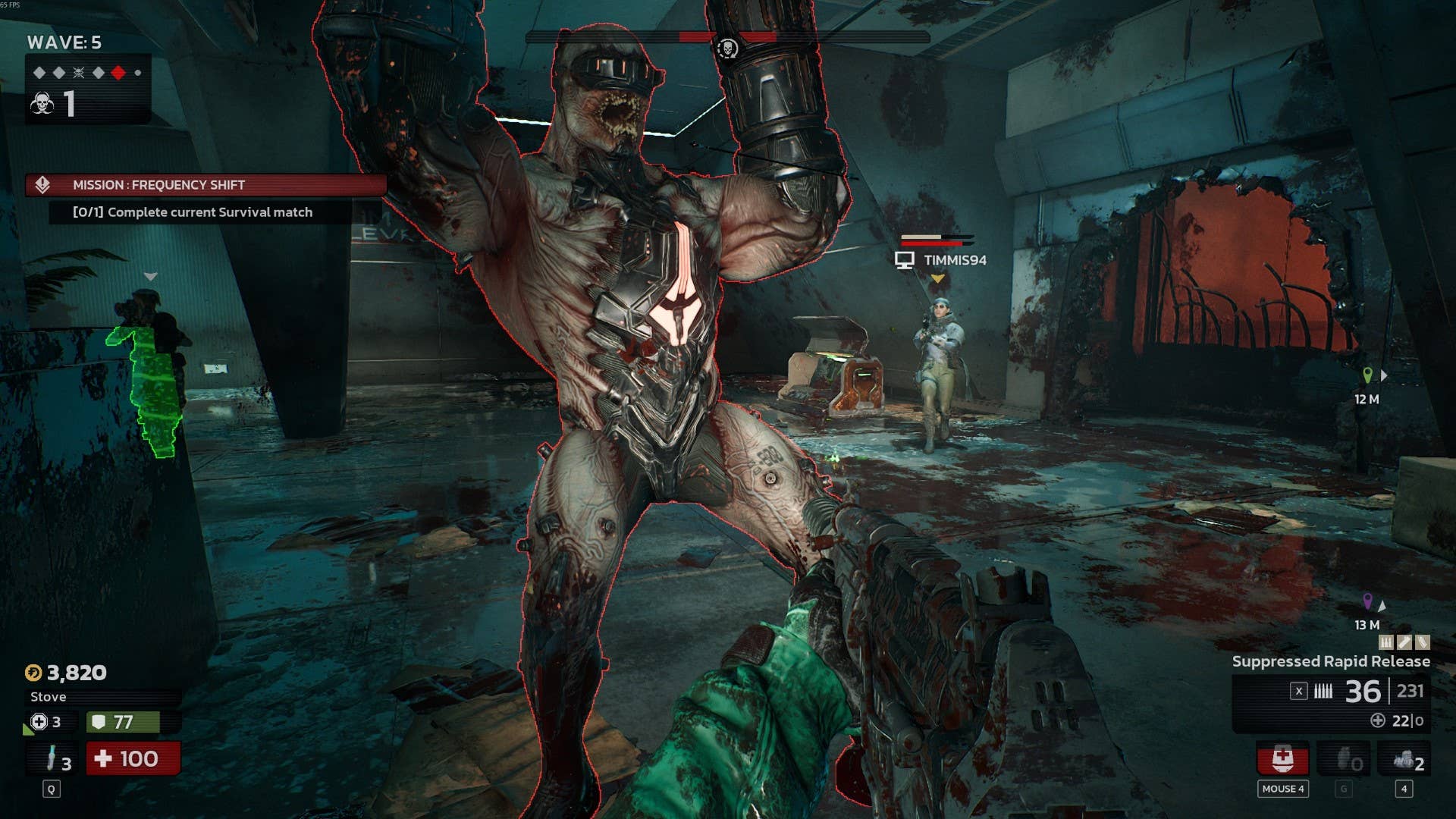 A meat pound attack in the atrium range of Killing Floor 3.