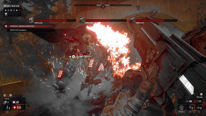 A flaming Impaler rampages in Killing Floor 3.