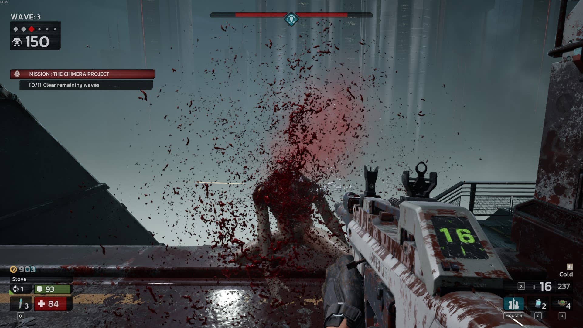 A headshot partially explodes a Cyst specimen in Killing Floor 3.