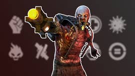 A husk from Killing Floor over the top of a wall of perks from Killing Floor 2.