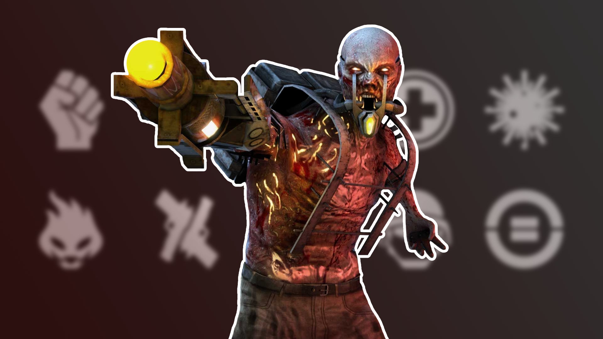 A husk from Killing Floor over the top of a wall of perks from Killing Floor 2. - 1