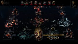 A screencap from the Darkest Dungeon 2 Kingdoms update trailer showing the world map with biomes linked by towns