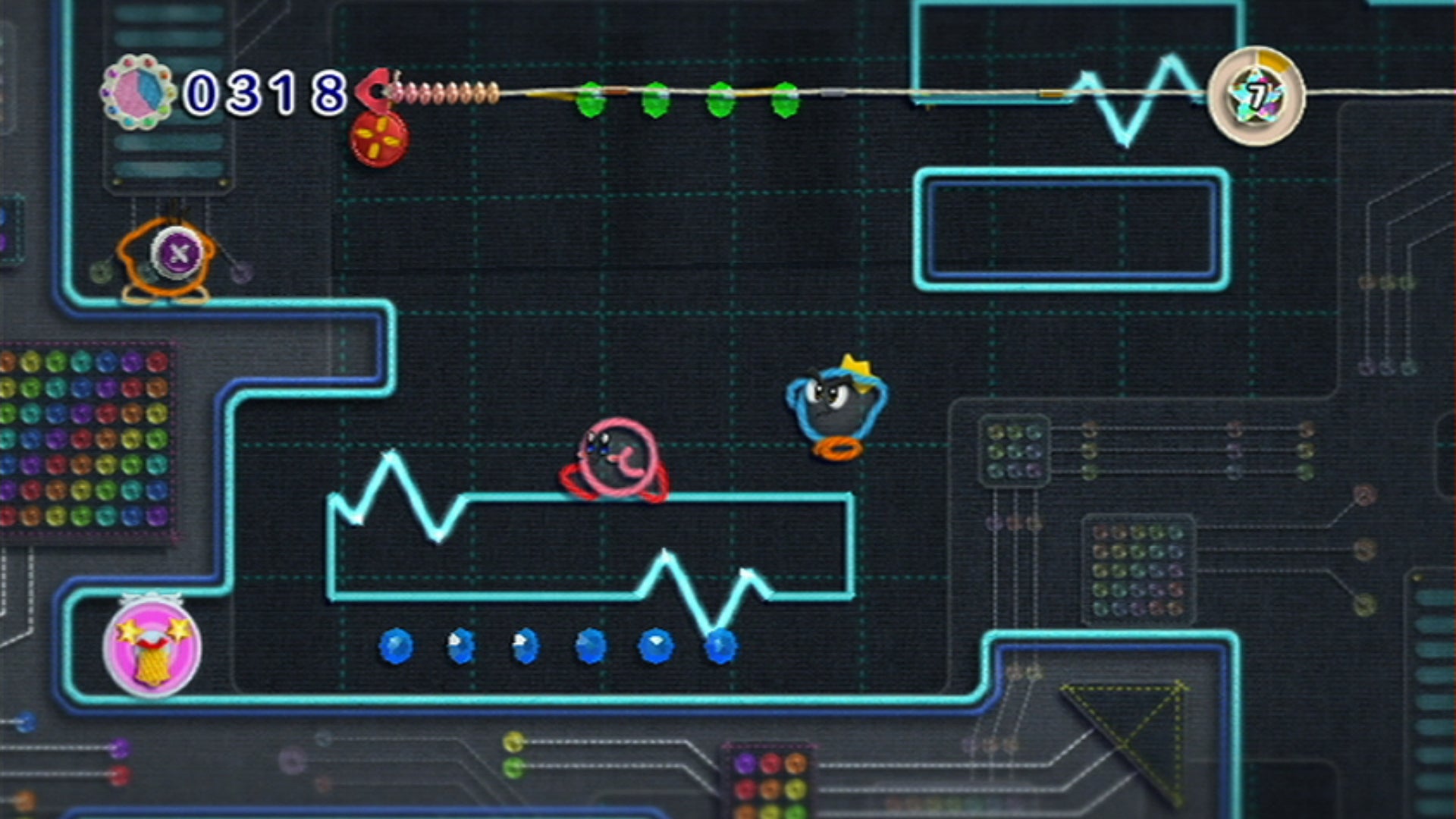 Kirby and friends roam around a platforming level in Kirby&rsquo;s Epic Yarn