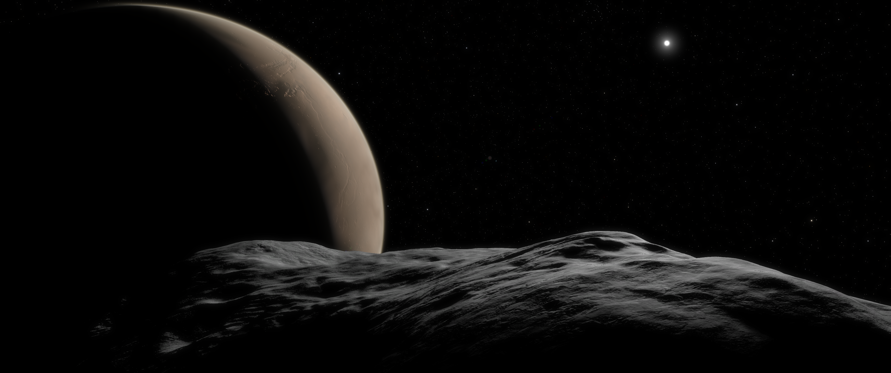 A view of Mars from the surface of a Martian moon in Kitten Space Agency. - 9