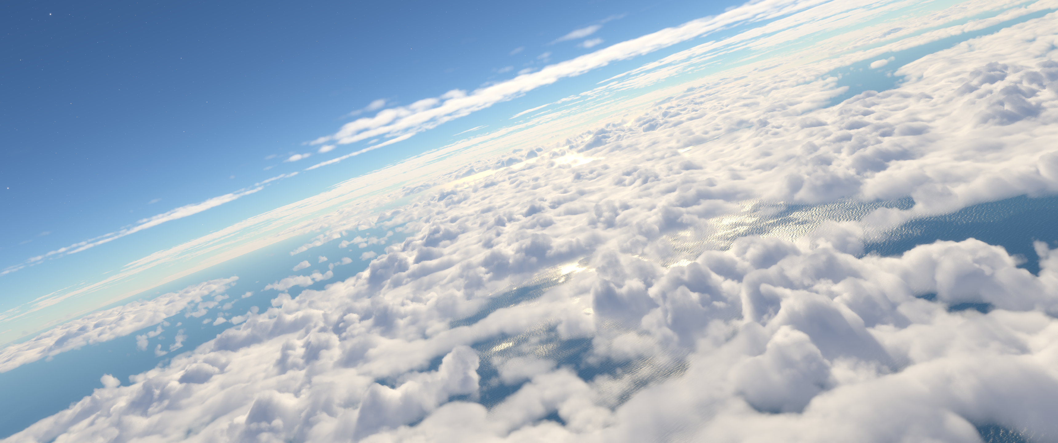 A view of massed white clouds in Kitten Space Agency.