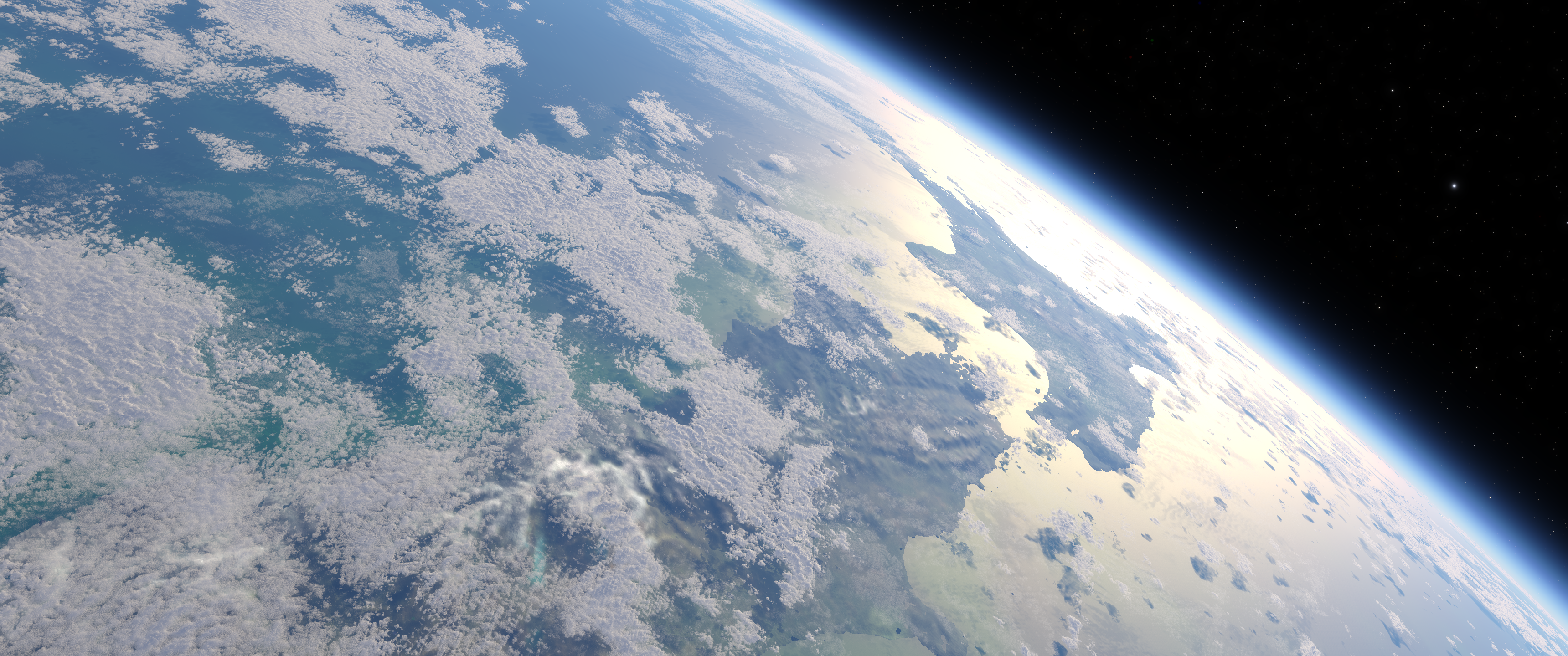 A view of Earth with the sun reflecting off the ocean in Kitten Space Agency. - 3