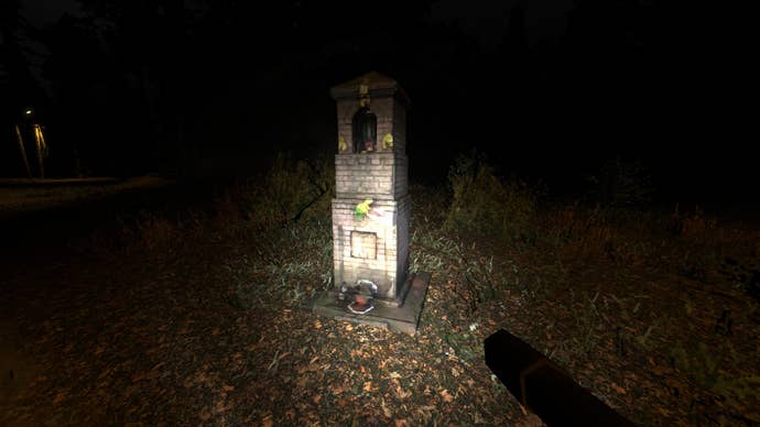 A roadside shrine appears out of the evening gloom in Krypta FM.