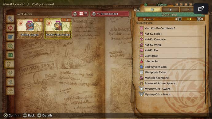 Kut Ku Gone Cuckoo event quest rewards in Monster Hunter Wilds.