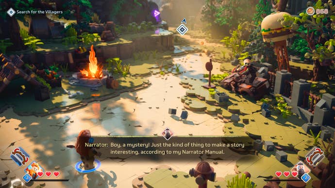 Aloy walks through a lush forest scene in Lego Horizon Adventures.