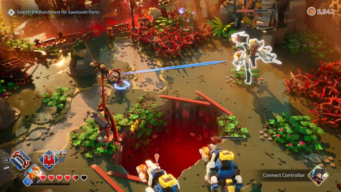 Varl prepares to attack a machine in Lego Horizon Adventures.