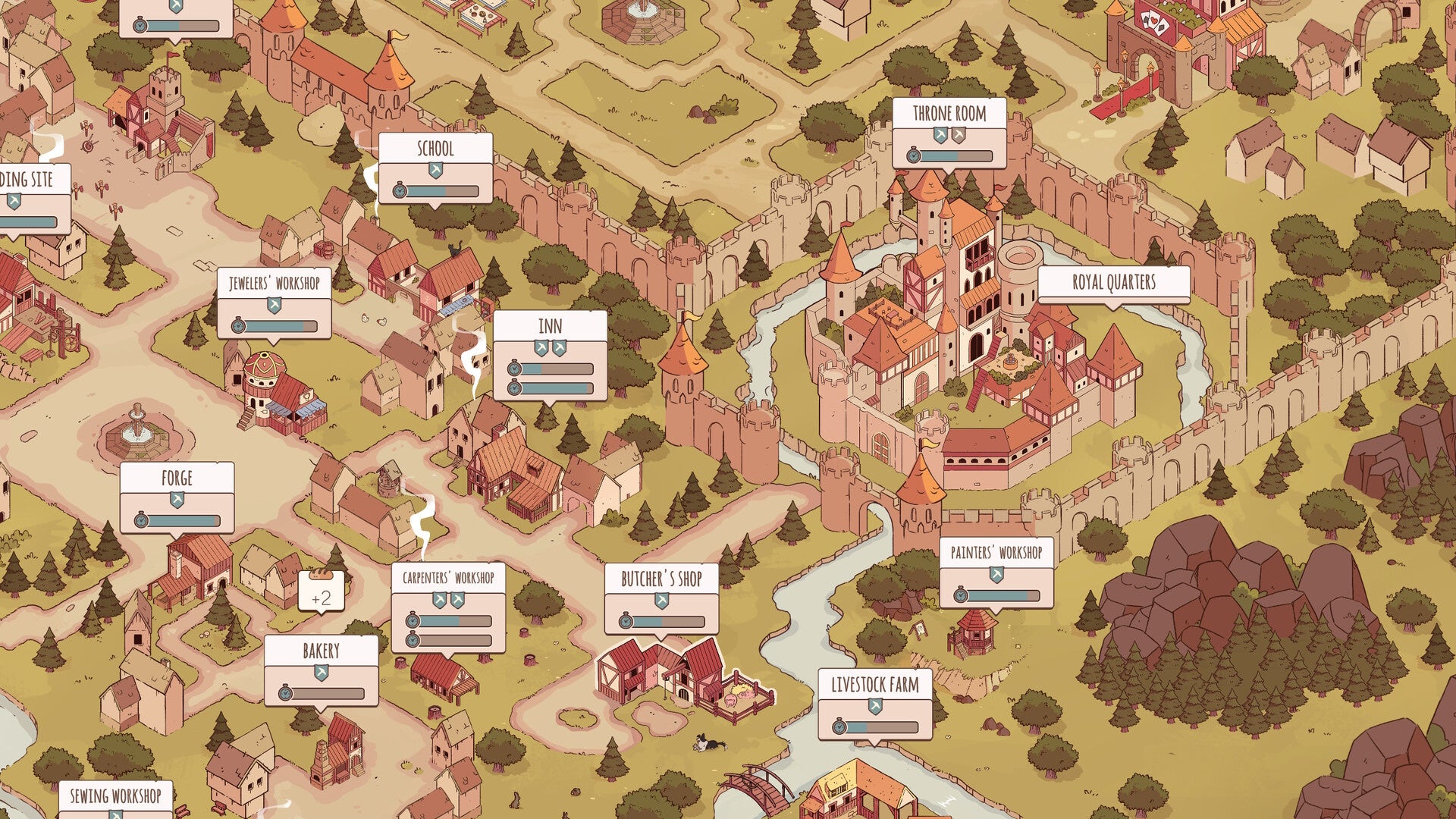 Cropped image of the first person view of your town.