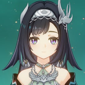 Close up of Lan Yan&rsquo;s face from Genshin Impact.