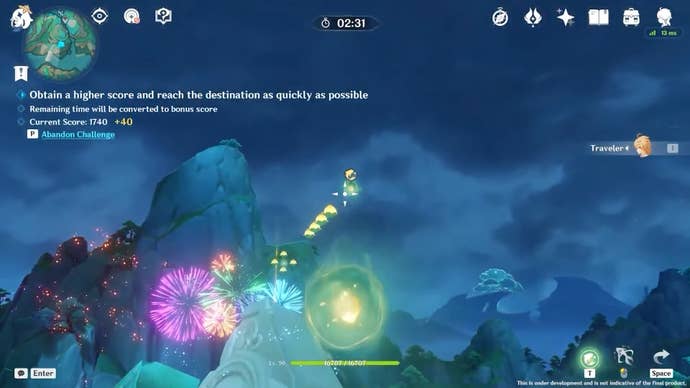 Travelling through the night sky as an orb in a Lantern Rite 2024 mini-game.