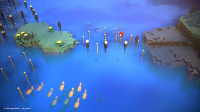 Jumping across a river in Lego Voyagers.