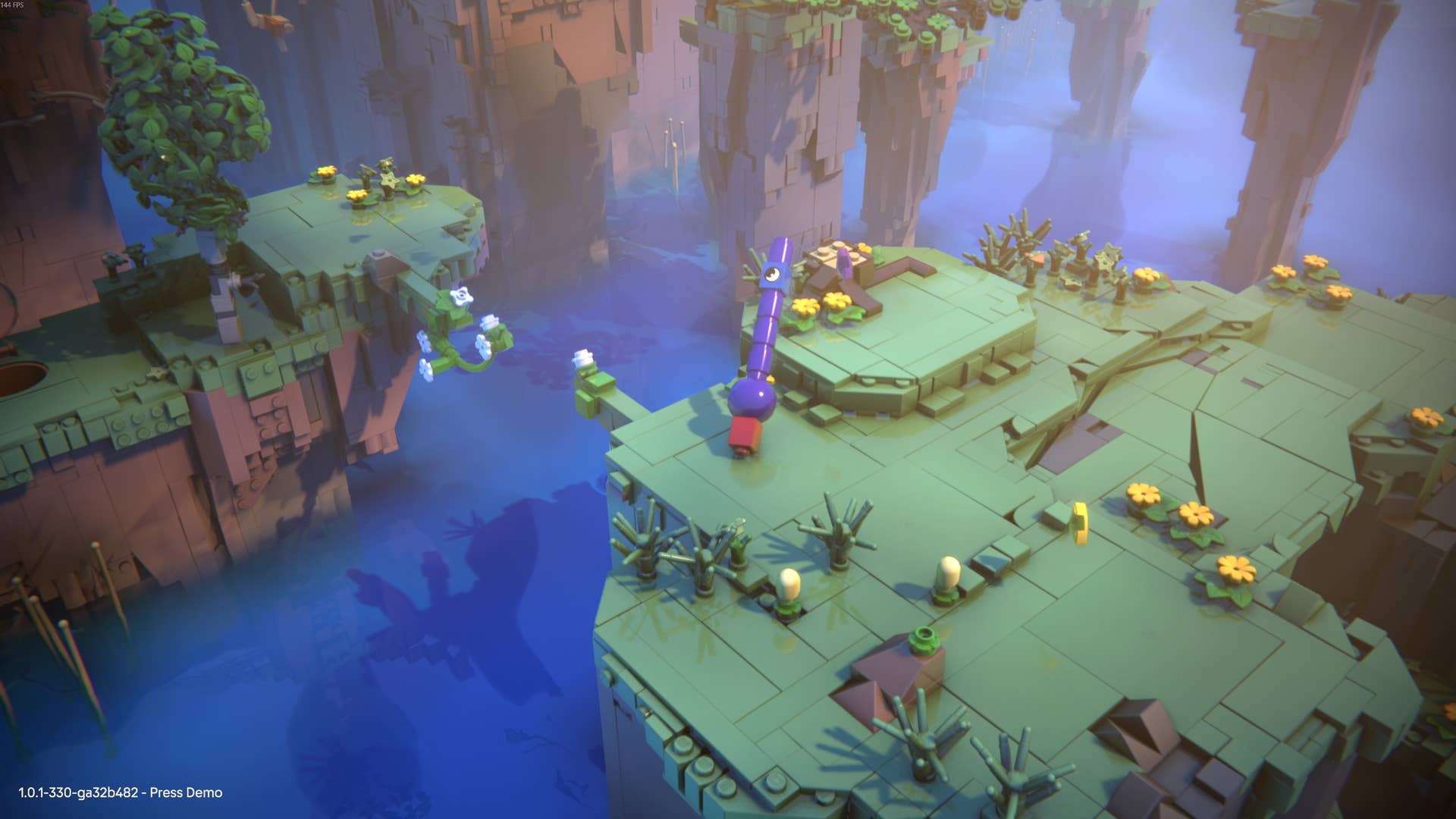 Forming a long pole of rounded bricks in Lego Voyagers.