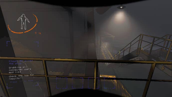 The player faces a beam in the area beneath the Company building in Lethal Company