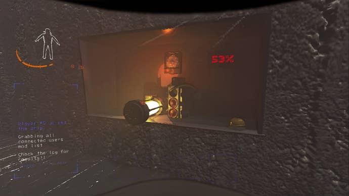 The player looks at the desk for depositing items to be sold to the Company in Lethal Company