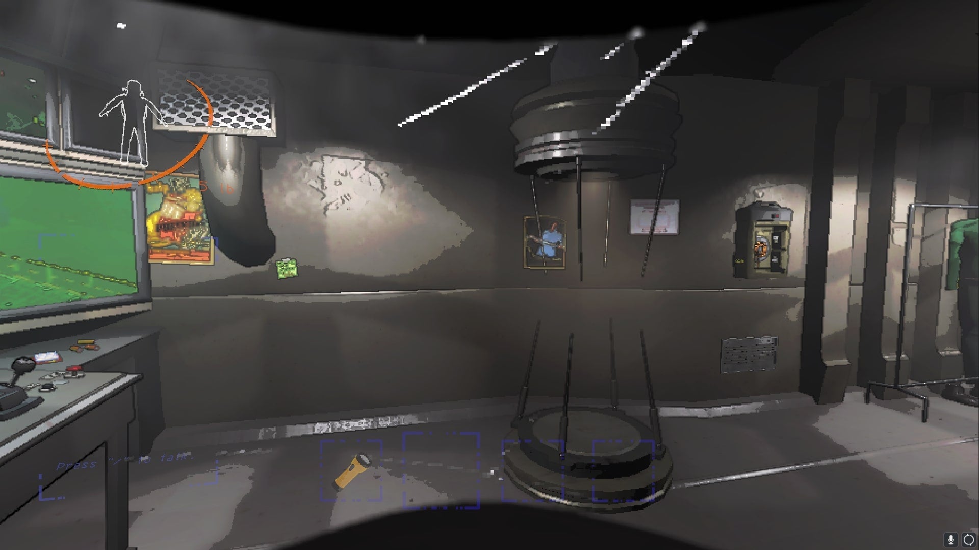 The player faces a teleporter inside the ship in Lethal Company - 4