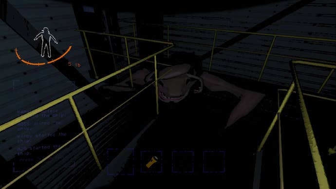 The player faces a Thumper inside the facility in Lethal Company