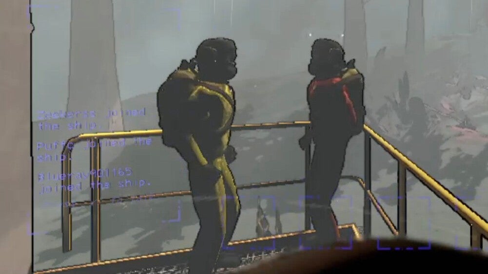 Lethal Company screenshot showing two company workers on a hostile planet