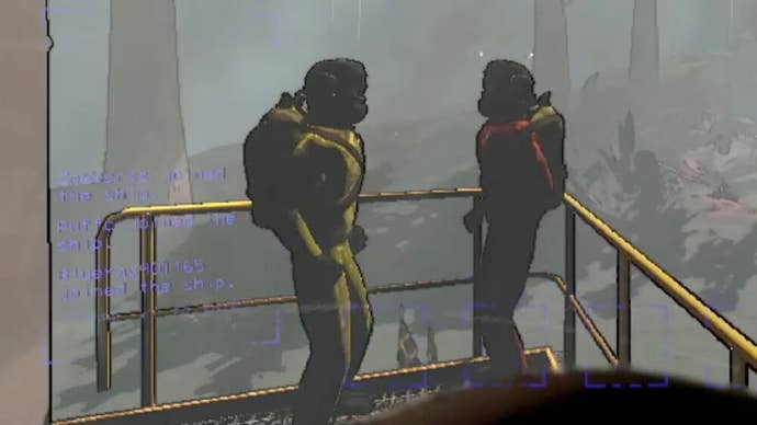 Lethal Company screenshot showing two company workers on a hostile planet