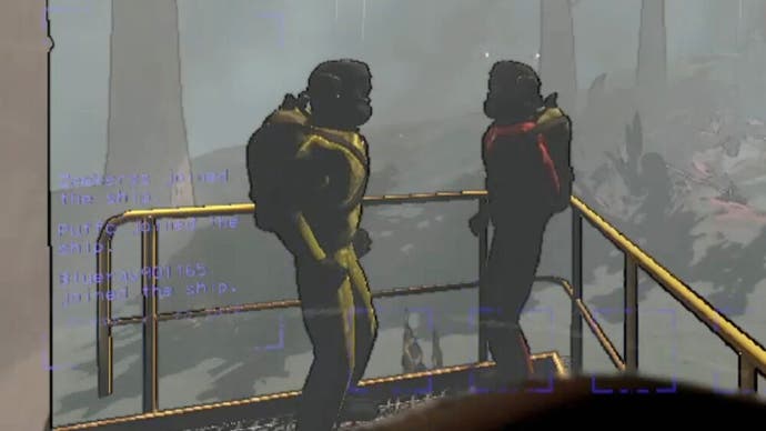 Lethal Company screenshot showing two company workers on a hostile planet