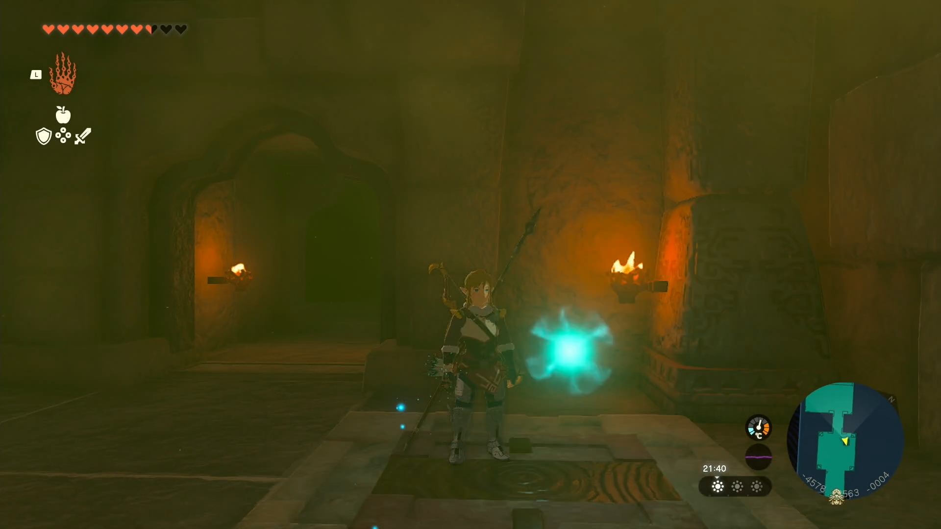 Link standing on floor B1 of the Lightning Temple in The Legend of Zelda: Tears of the Kingdom.