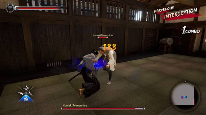 Parry in use against Komaki in Like a Dragon: Ishin