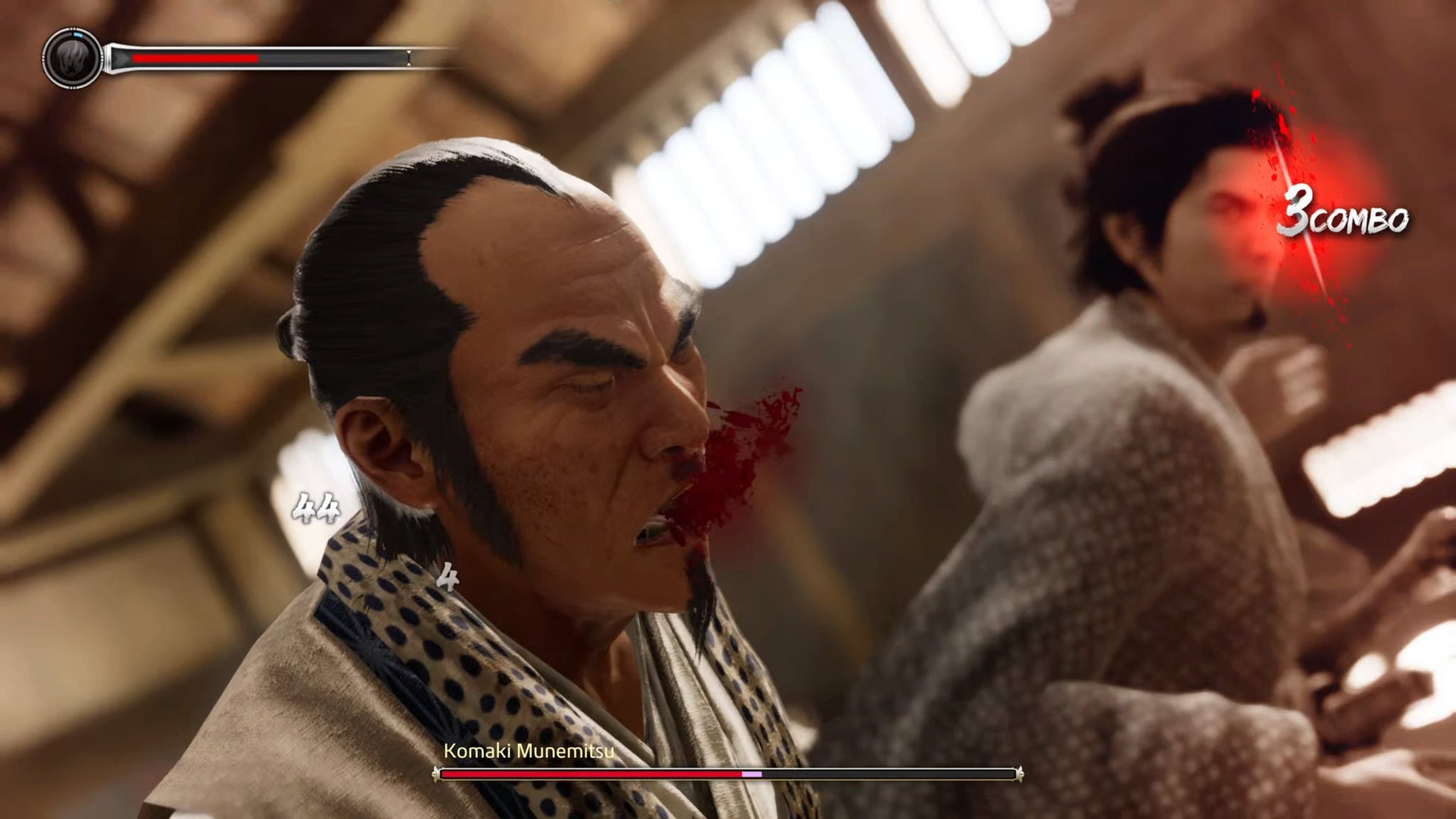 Heat move in use against Komaki in Like a Dragon: Ishin - 4