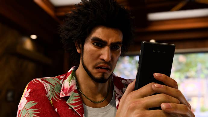 Ichiban Kasuga getting a nasty surprise in Like A Dragon: Infinite Wealth.