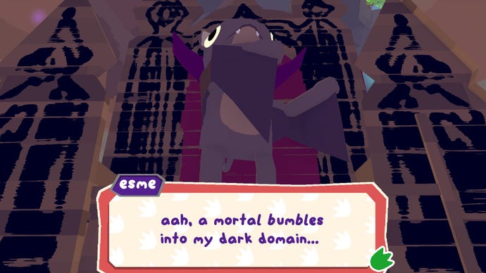 Lil Gator Game screenshot showing a character dressed as a vampire, standing on their throne in a dark cave.