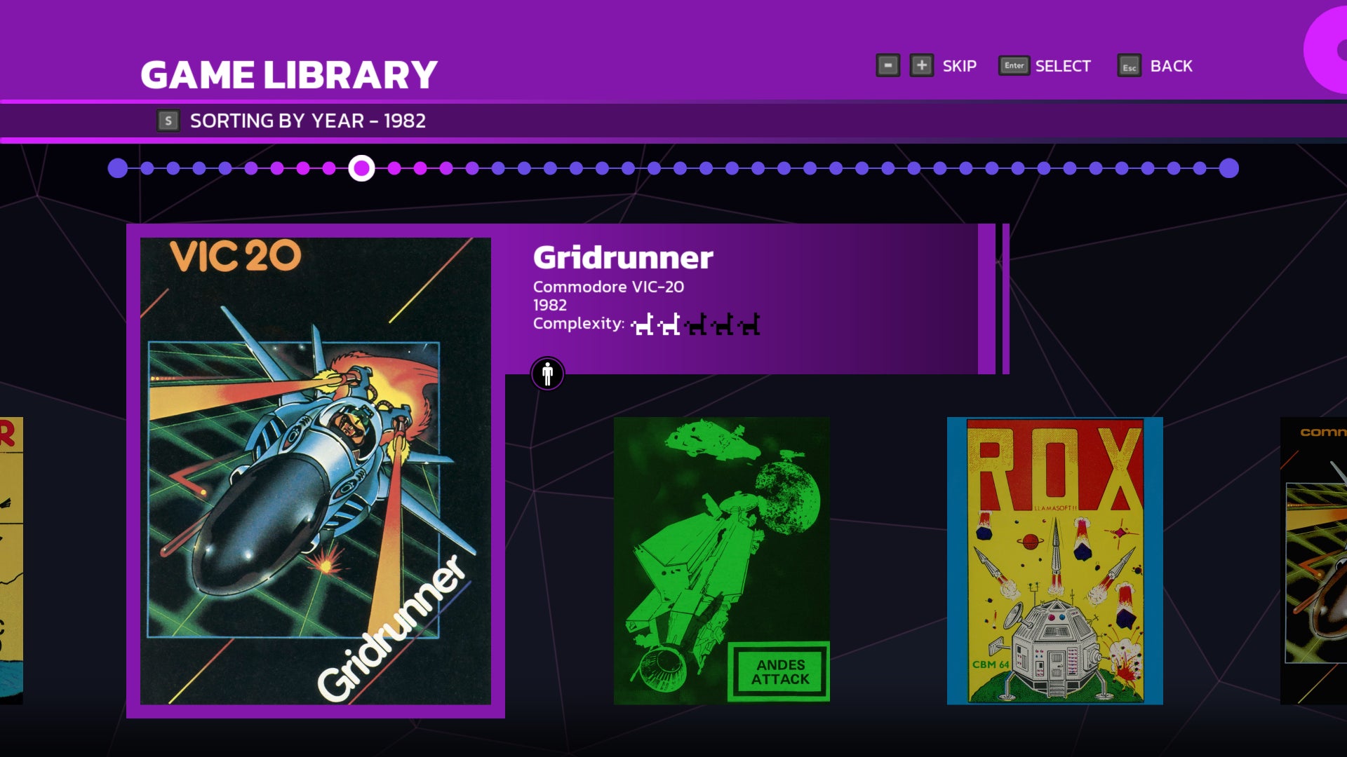 The timeline of Llamasoft The Jeff Minter Story showing Gridrunner - 3