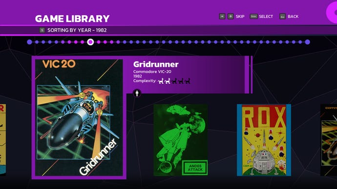 The timeline of Llamasoft The Jeff Minter Story showing Gridrunner